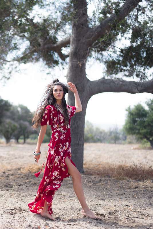 Gold Dust x Jonas and Muse Cotton Canday Red Wrap Dress 1
