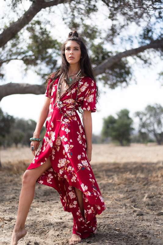 Gold Dust x Jonas and Muse Cotton Candy Red Wrap Dress 3