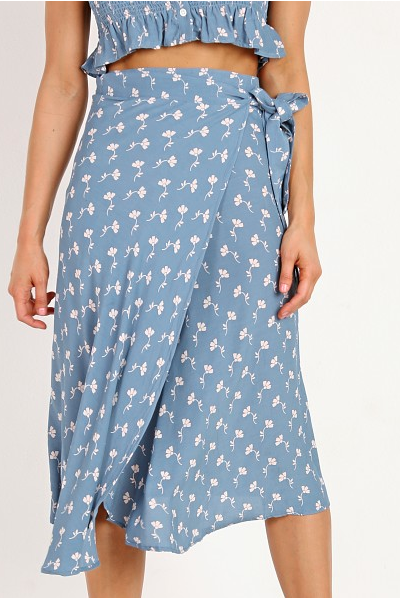 Denim Jacket Outfit Ideas: Try a Wrap Skirt with Denim Jacket