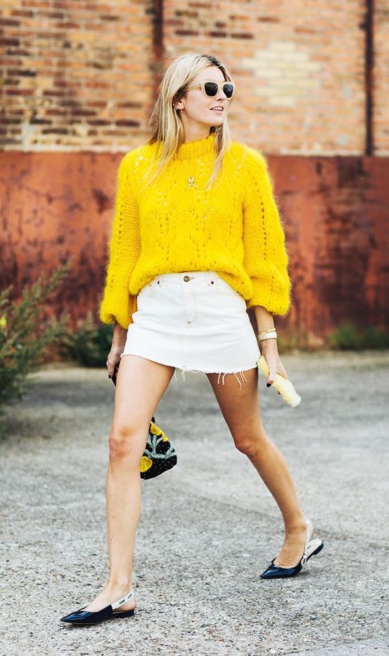 Yellow best sale flats outfit