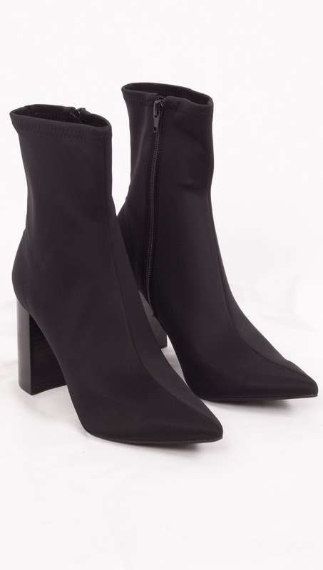 Jeffery Campbell Siren Neoprene Bootie Pointy Toe Block Heel Booties Sock Bootie