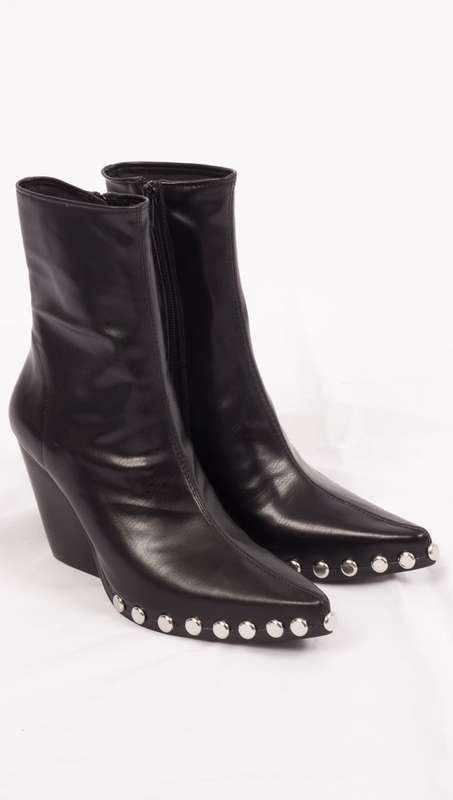 Jeffery Campbell Walton St Faux Leather Bootie Western Boots Studded Boots Vegan Leather boots