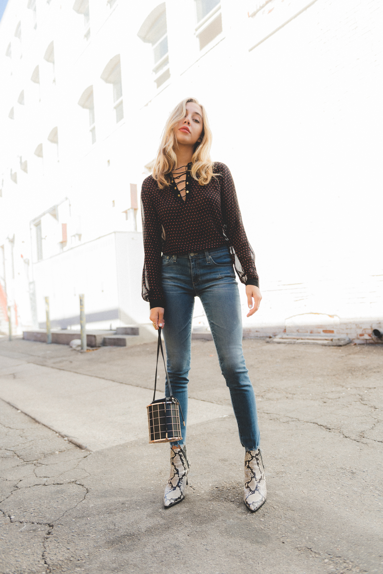 snakeskin ankle boots outfit