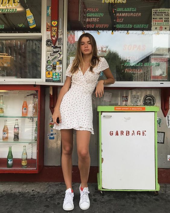 summer dress with sneakers