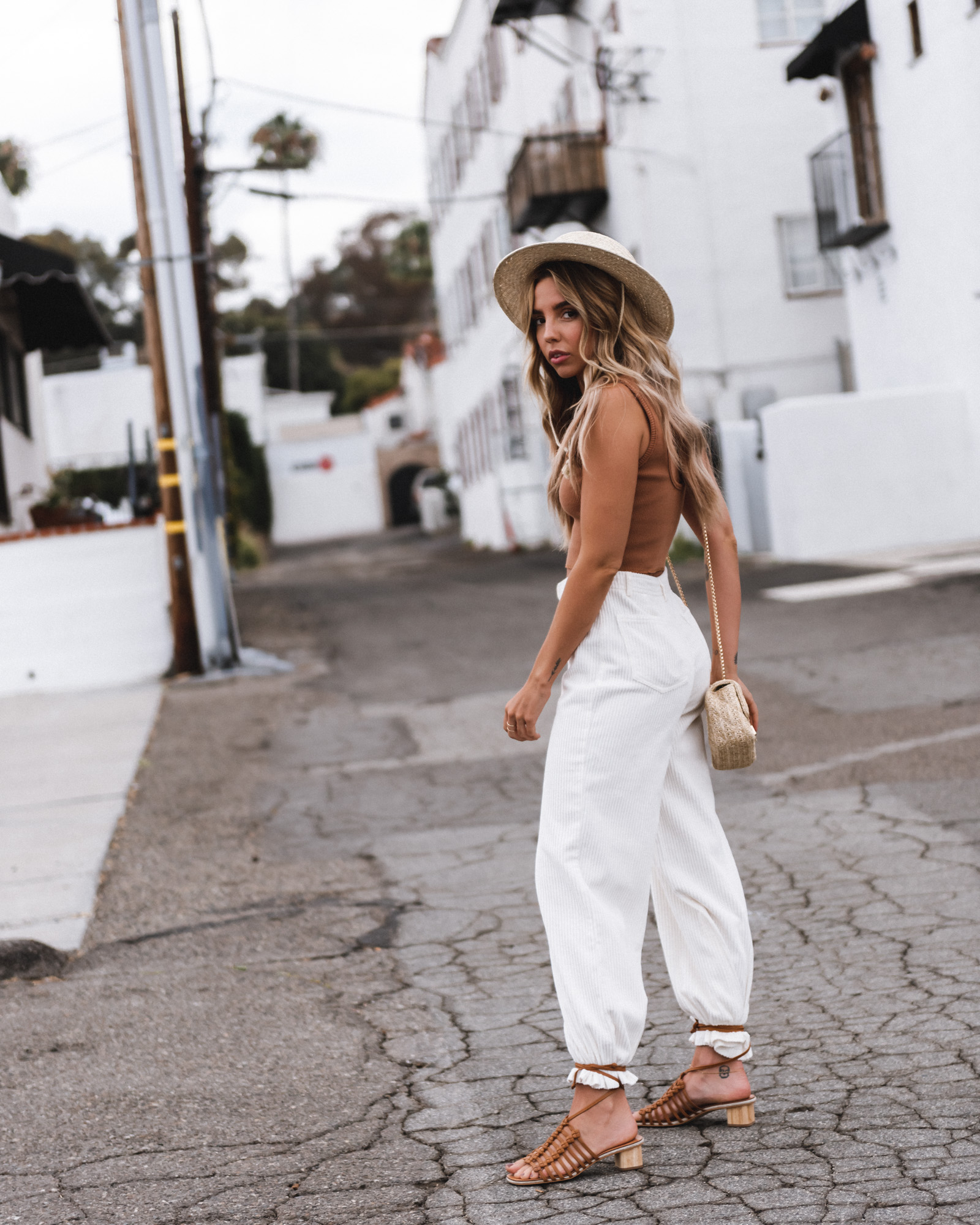 white corduroy pants outfit