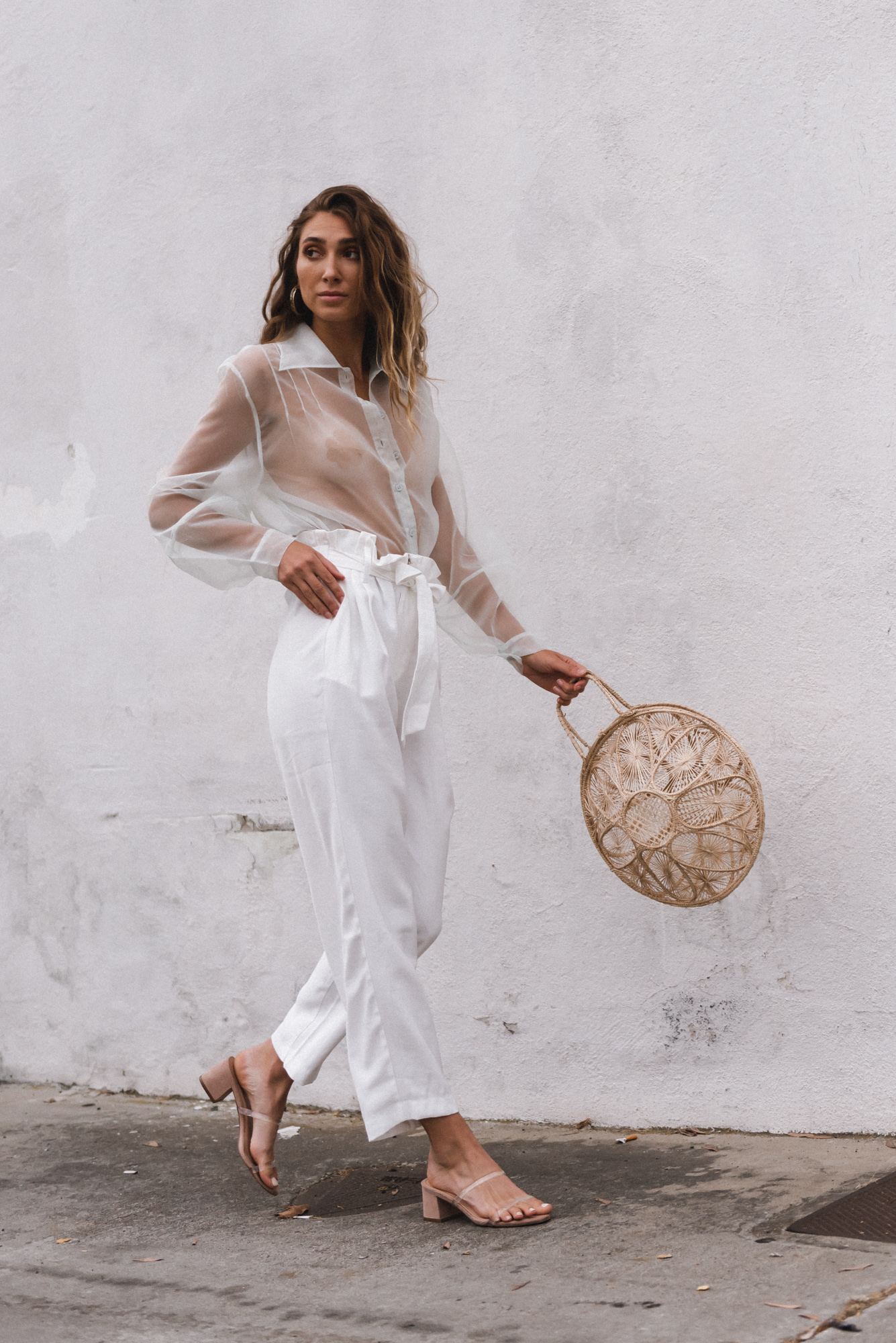 white sheer top outfit