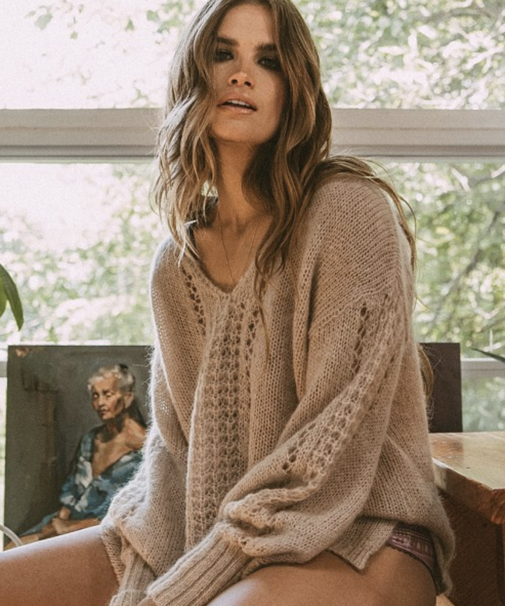 Spell and the Gypsy Knit V-Neck Sweater Stone effortless fall trends