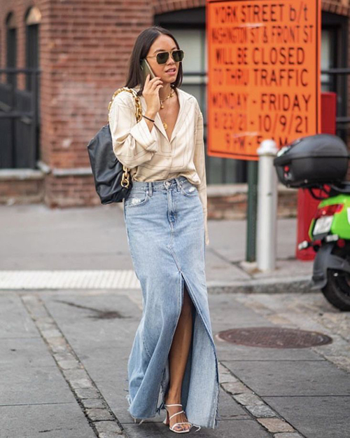 Maxi Denim Skirt, Get The Look